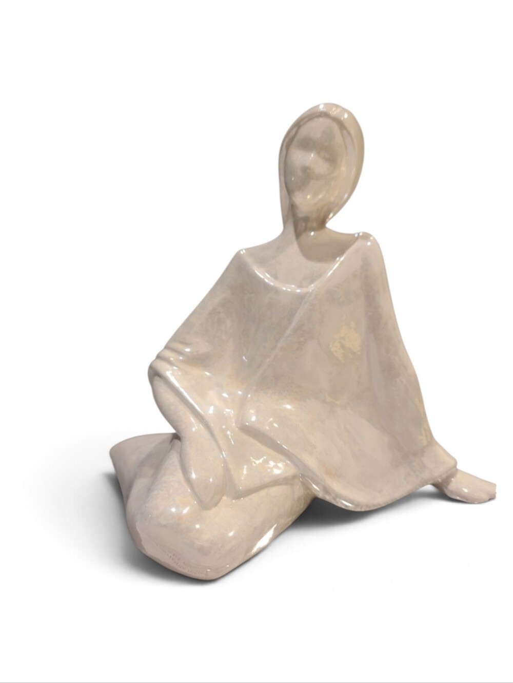 Neutral Ceramic Abstract Sitting Figure Sculpture